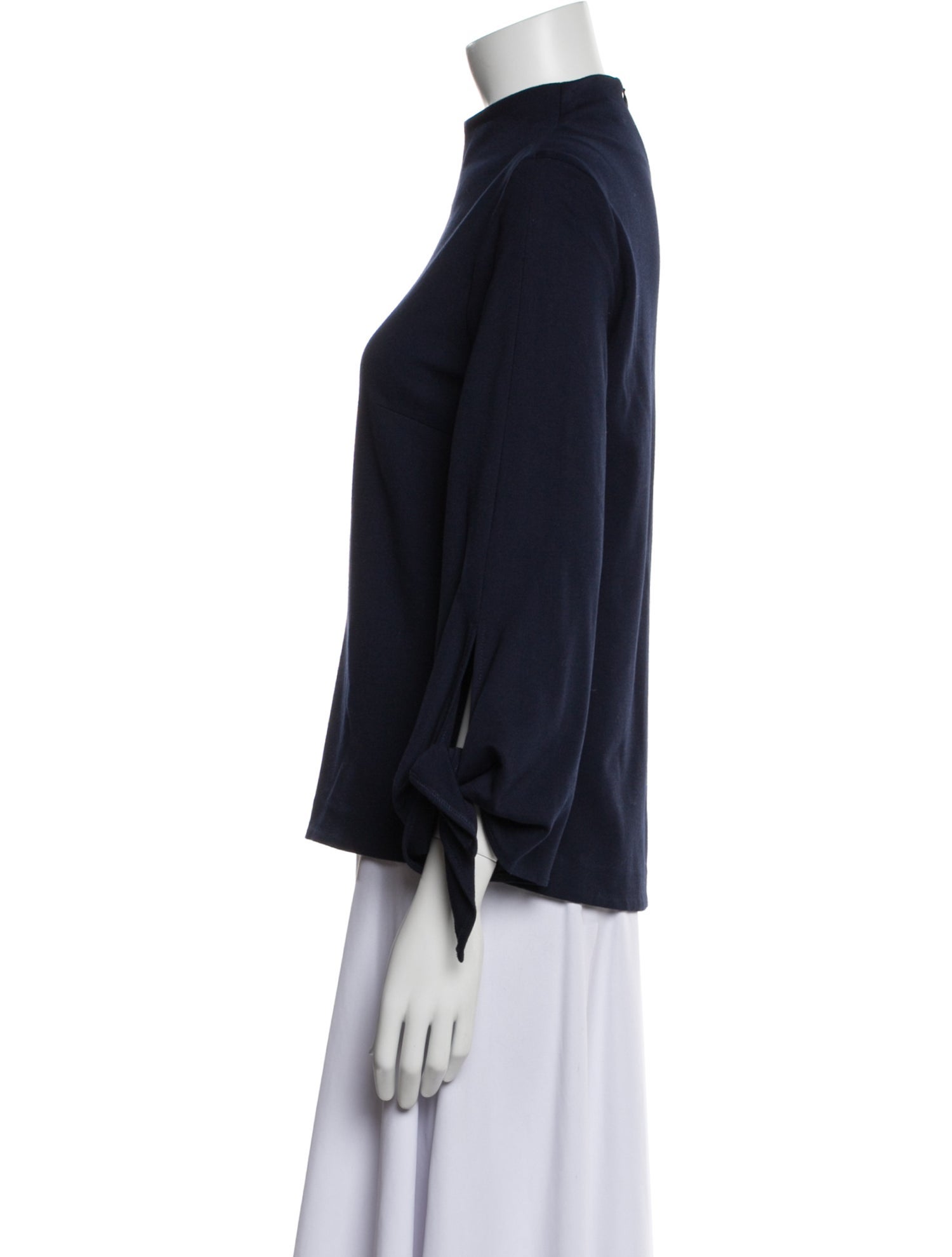 Tibi Mock Neck Three-Quarter Sleeve Blouse